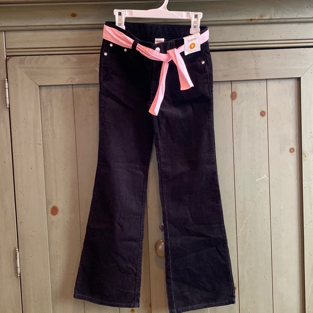 Gymboree | 9 | Black corduroy pants with pink belt | Adjustable Waist